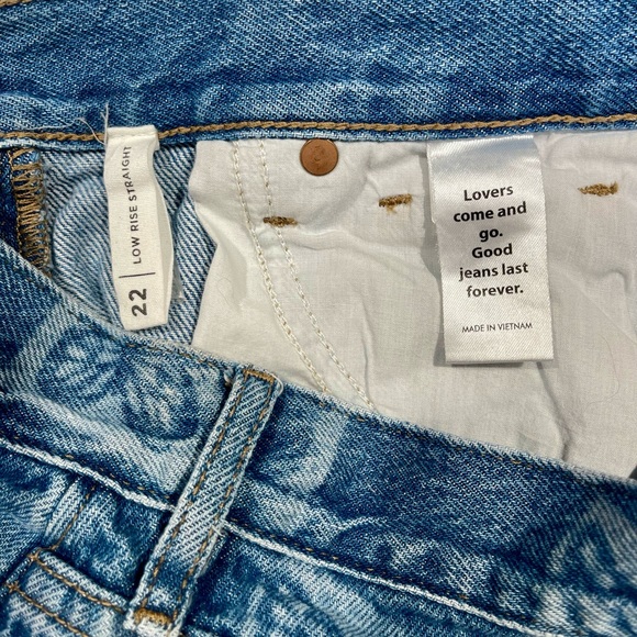 PACSUN Jeans, Low Rise Straight, Butterflies, Medium Blue, Size 22(0) - Picture 6 of 6